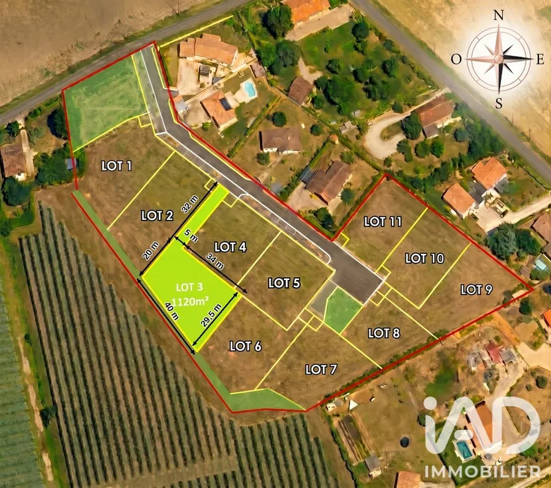 Terrain 1120 m² · à Bressols · 118 500 €