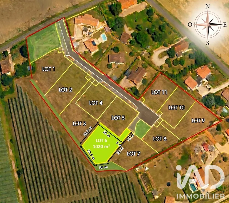 Terrain 1020 m² · à Bressols · 108 000 €