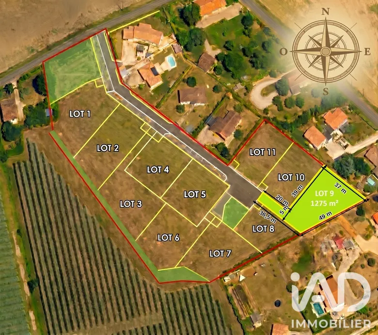 Terrain 1275 m² · à Bressols · 135 000 €
