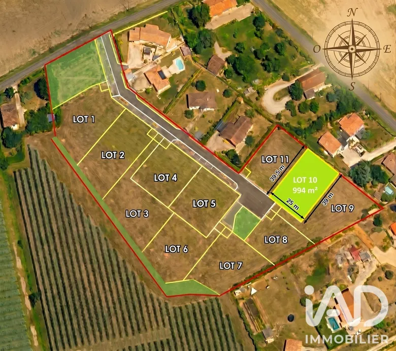 Terrain 994 m² · à Bressols · 106 000 €