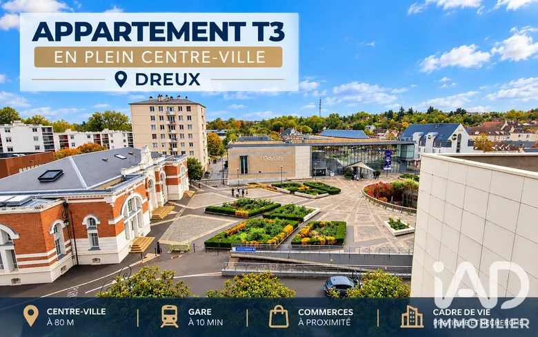 Appartement 3 pièces 72 m² · à Dreux · 72,4 m² · 137 000 €