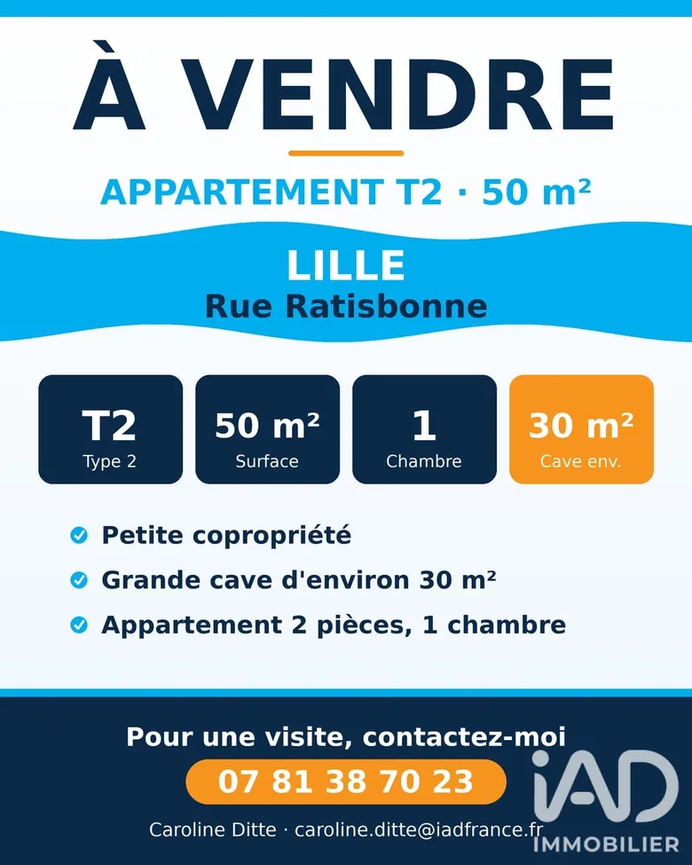 Appartement 2 pièces 49 m² · à Lille · 49 m² · 168 500 €
